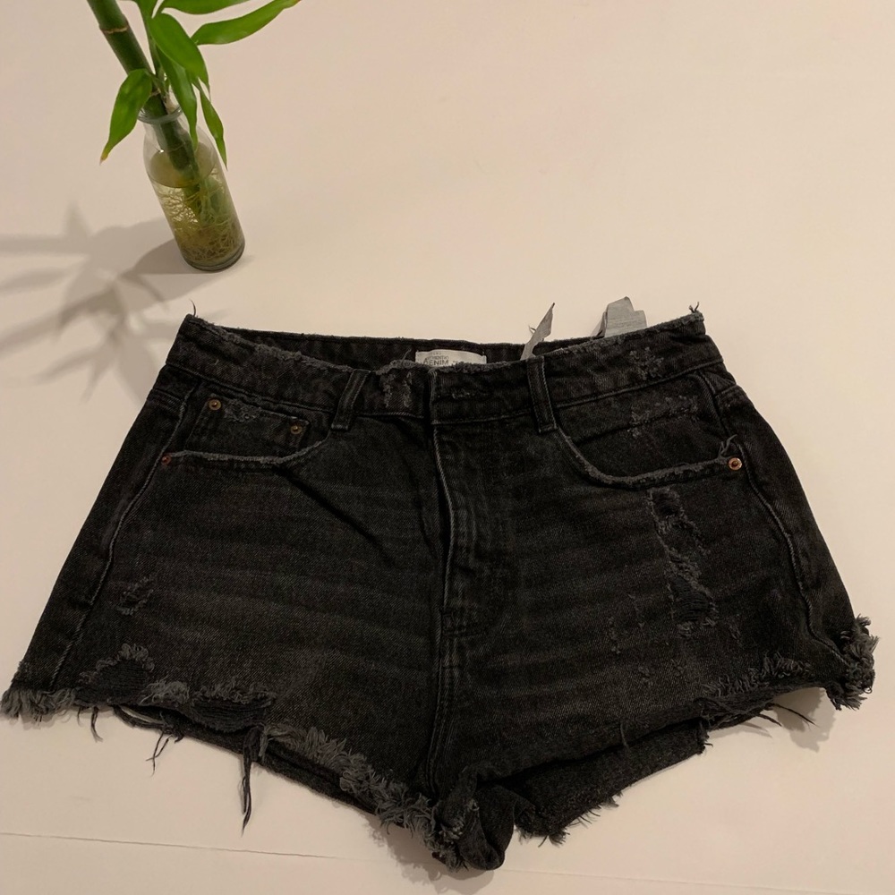 Zara High Waist Distressed Shorts